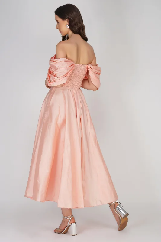 Anya Sugar Pink Taffeta Midi Dress