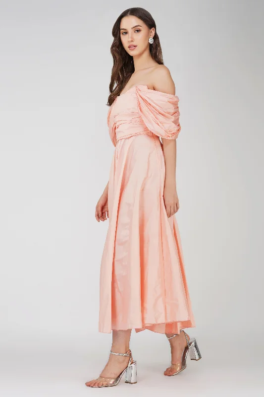 Anya Sugar Pink Taffeta Midi Dress