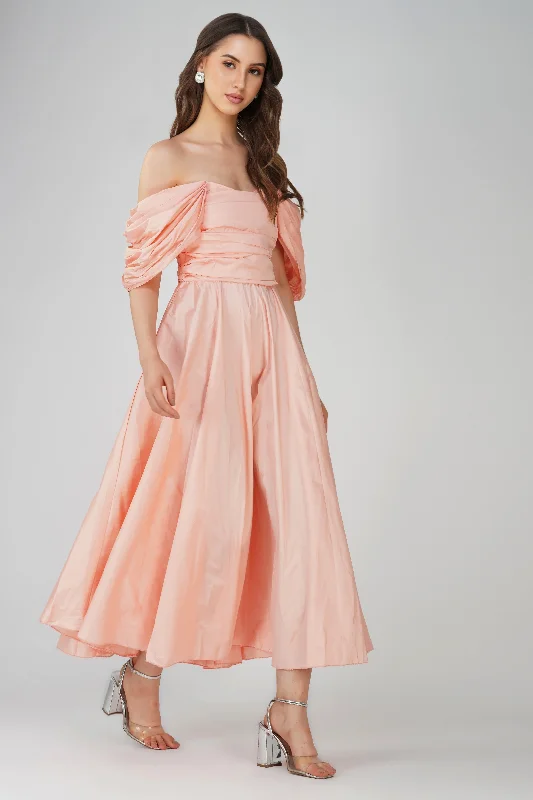 Anya Sugar Pink Taffeta Midi Dress