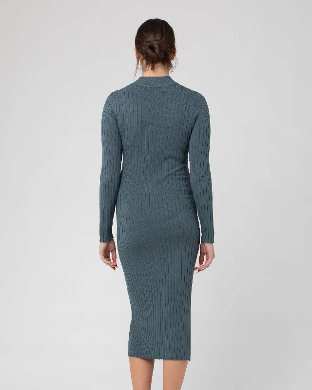 Nella Rib Nursing Knit Dress  Teal