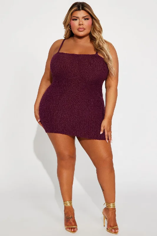 Ava Knit Mini Dress - Eggplant