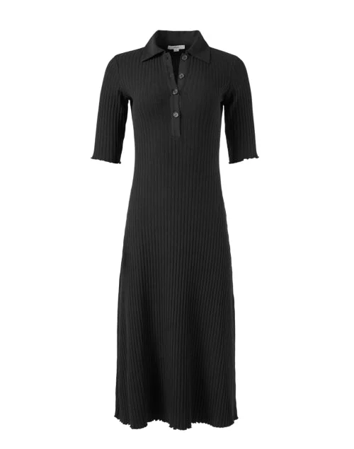 Navy Ribbed Polo Dress