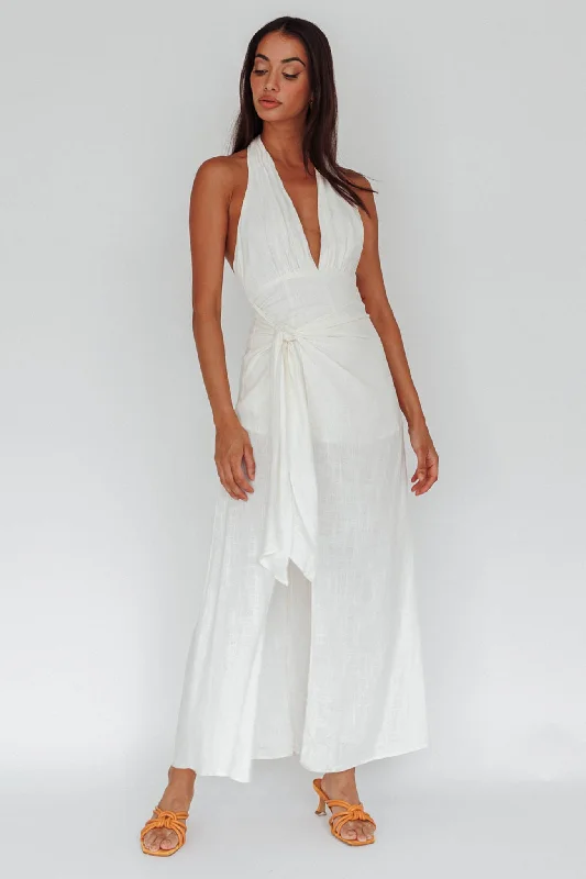 La Habra Halterneck Romper White