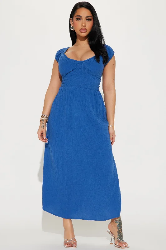 Leah Gauze Maxi Dress - Blue