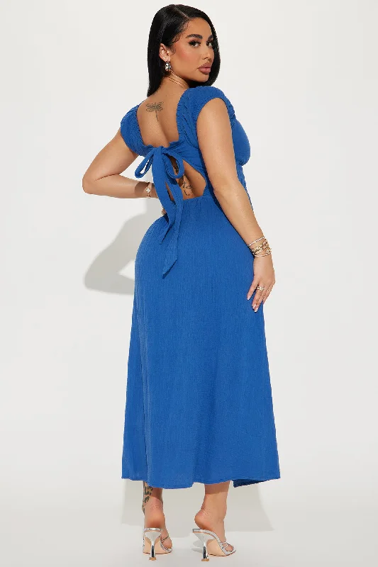 Leah Gauze Maxi Dress - Blue