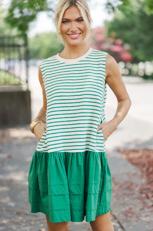 Raise Your Standards Green Striped Dress