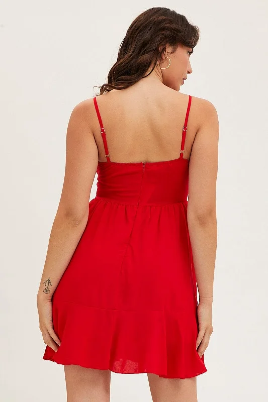 Red Chiffon Skater Dress