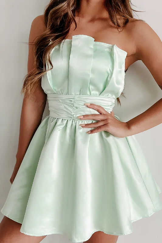 Setting Things Straight Strapless Mini Dress (Light Green)