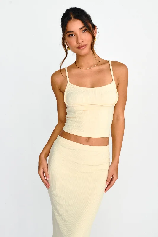 Strike A Pose Ribbed Crop Top Cream