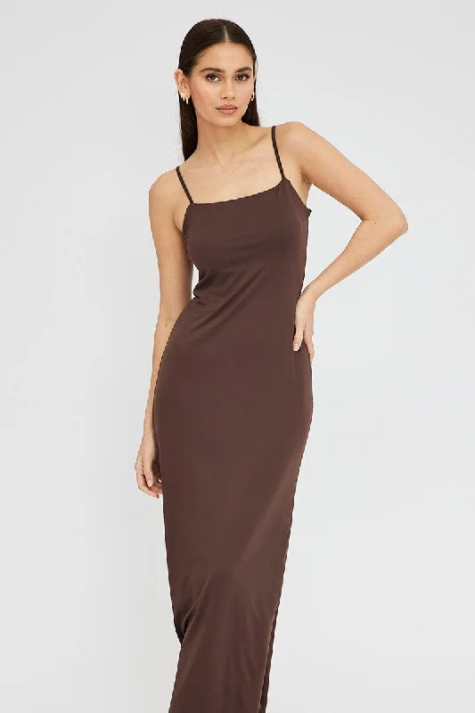 Brown Supersoft Maxi Dress Sleeveless