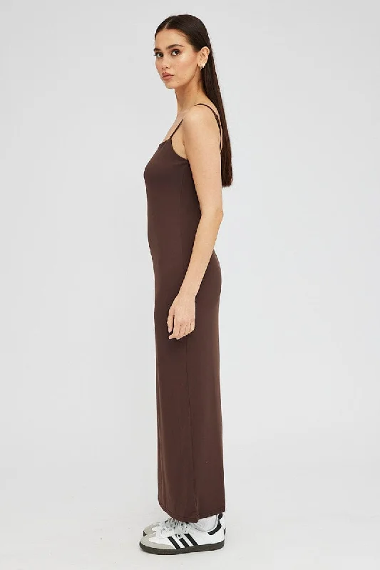 Brown Supersoft Maxi Dress Sleeveless