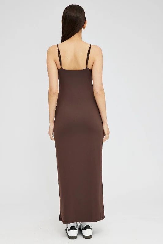 Brown Supersoft Maxi Dress Sleeveless