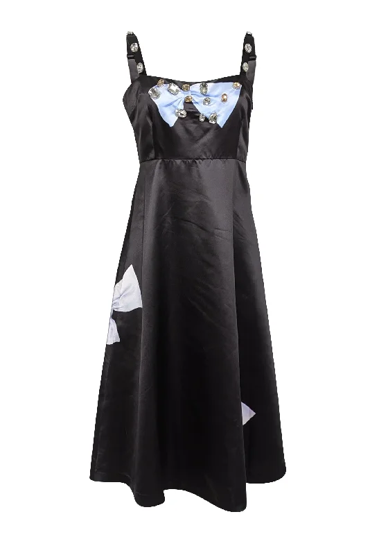 Cynthia Rowley - Black Sleeveless Bow & Rhinestone Detail Dress Sz 4