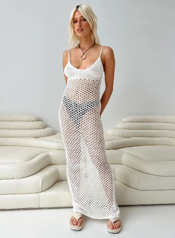 Europa Knit Maxi Dress White