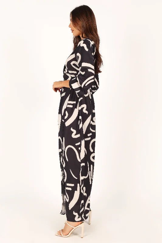 Helen Long Sleeve Maxi Dress - Black White