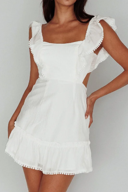 Porcia Tied Back Frill Dress White