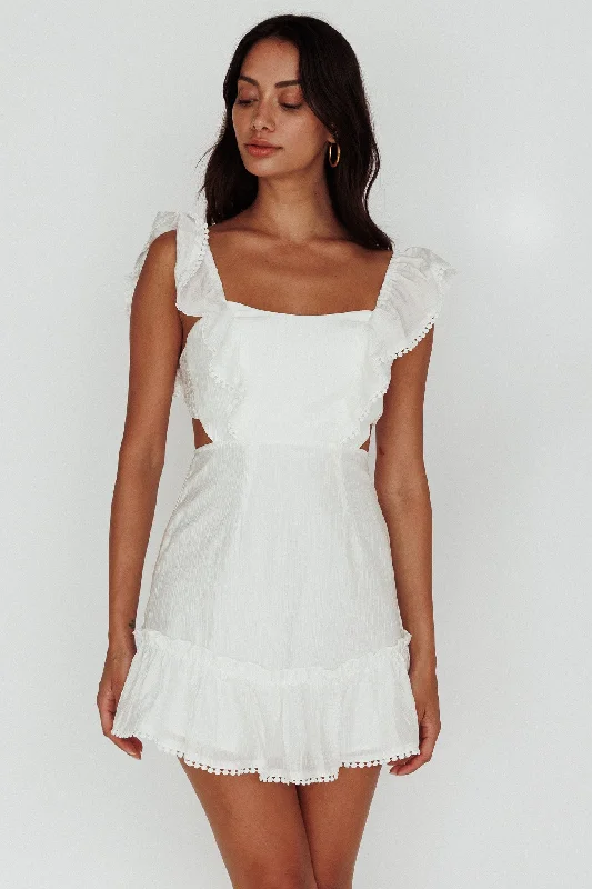 Porcia Tied Back Frill Dress White