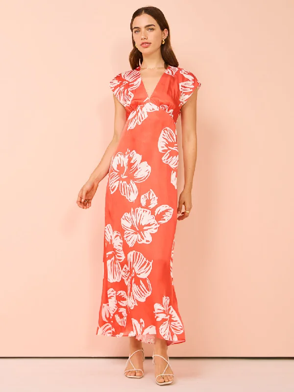 Roame Noah Midi Dress in Hibiscus Sunset