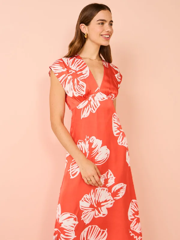 Roame Noah Midi Dress in Hibiscus Sunset