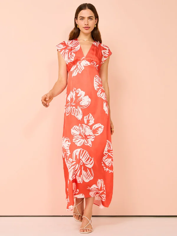 Roame Noah Midi Dress in Hibiscus Sunset