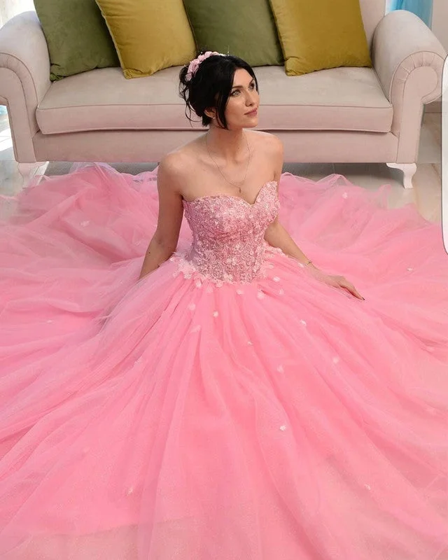 Ball Gown Sweetheart Dresses With 3D Flowers