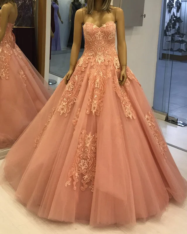 Sweetheart Quinceanera Dresses Tulle Ball Gown Lace Embroidery