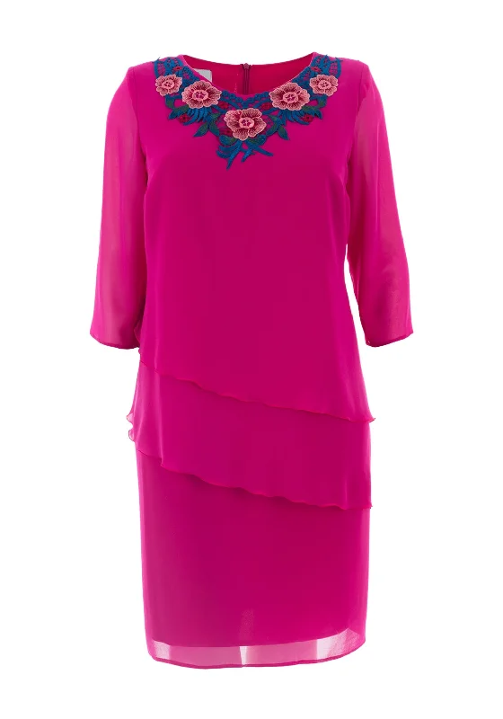 Buy More, Pay Less!Jomhoy Blanes Floral Trim Chiffon Dress, Pink