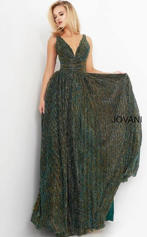 Shop Now and Save!Jovani 02298 Prom Long Sleeveless Pleated Dress