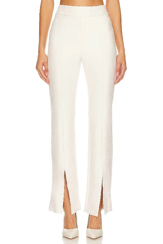 Buy More, Save More!Faux Suede Split Front Pants In Bone