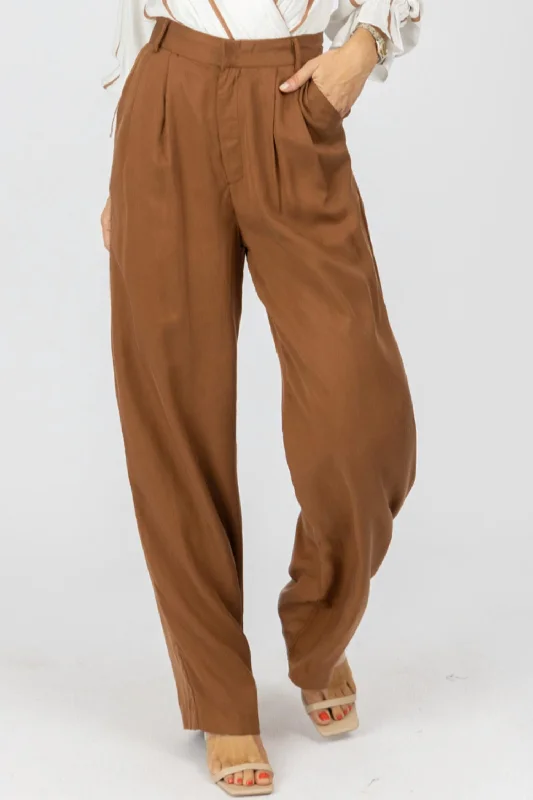 Limited Time Offer!High Waisted Wide Leg Trousers In Brown