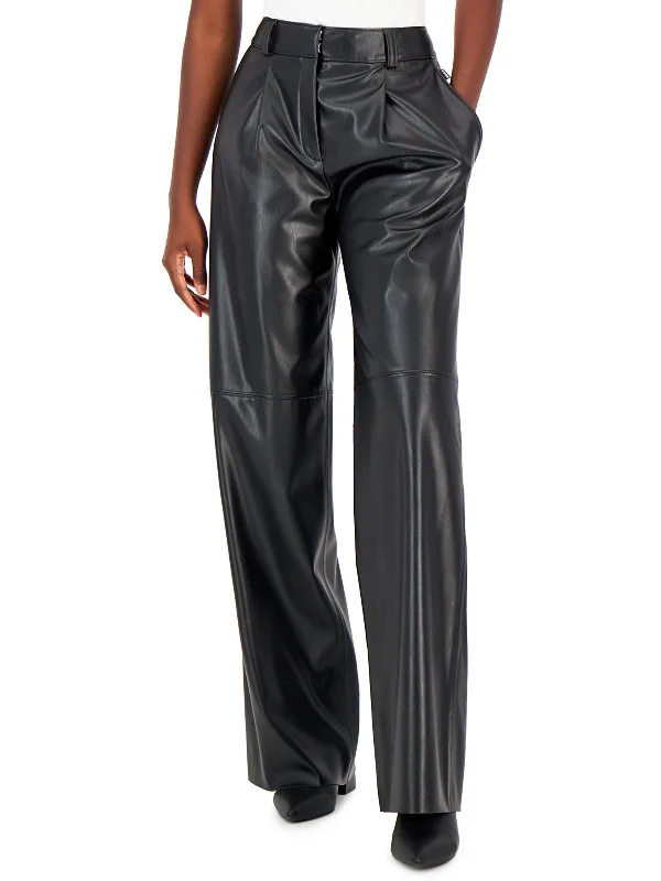 Special Offer – Act Fast!Womens High-Rise Faux Leather Trouser Pants