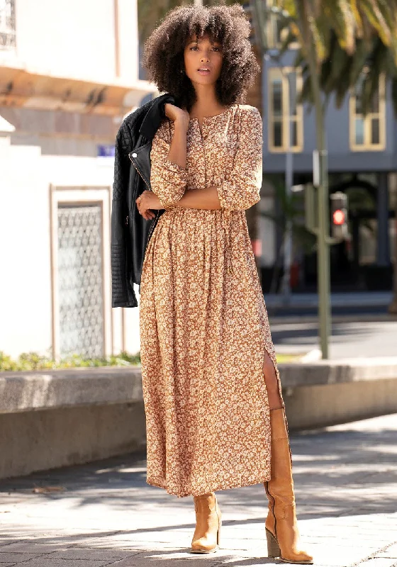 Hurry! While Supplies Last!LASCANA Women's Floral Long Sleeve Maxi Dress
