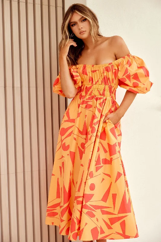 Only a Few Left – Order Now!Sonja Midi Dress - Orange Multi