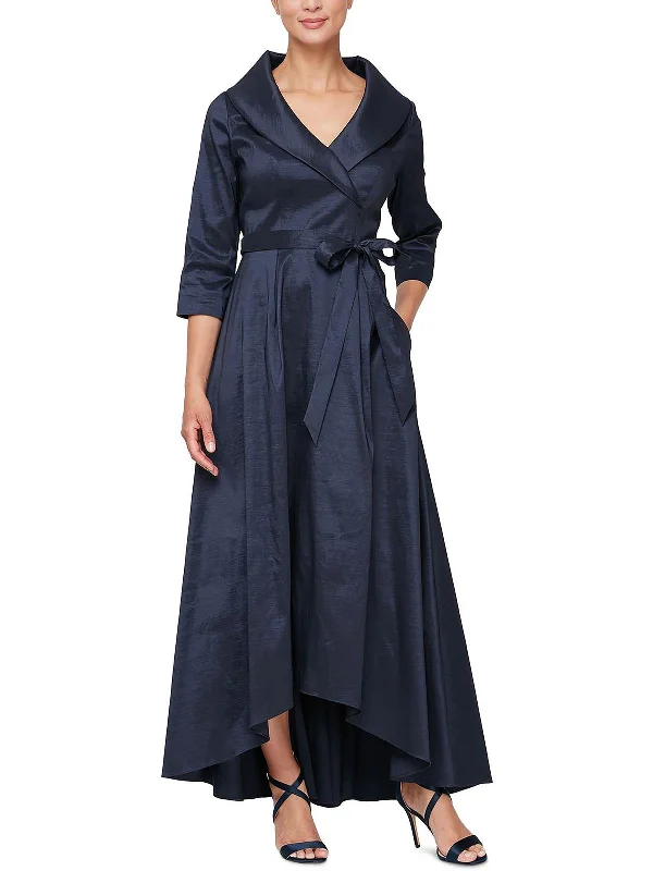 Limited-Time Price Drop!Womens Taffeta Collared Maxi Dress