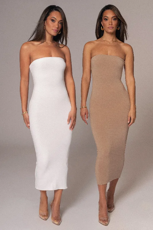 Instant Savings Await!Beige/Ivory Shelley Reversible Maxi Dress
