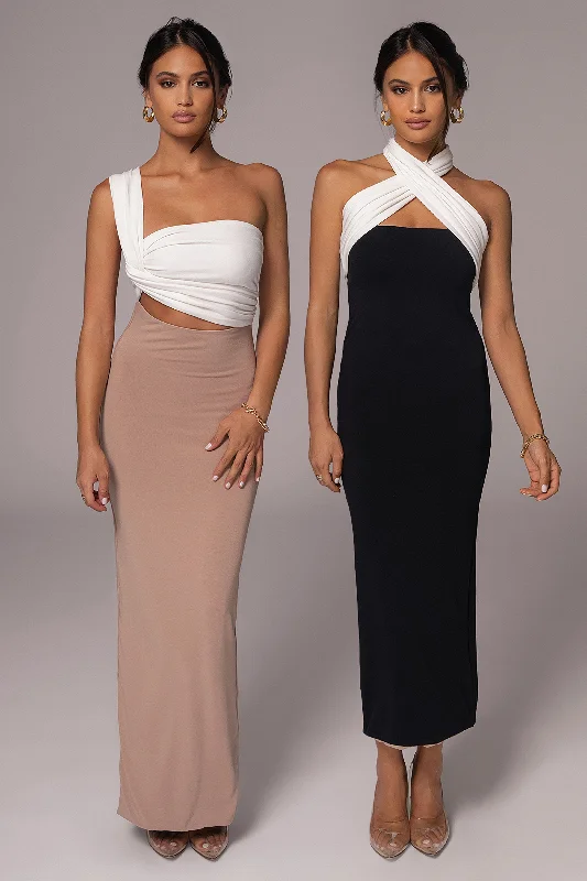 Crazy Discounts Inside!Black/Beige Dominic Reversible Maxi Dress
