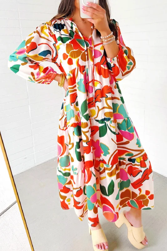 Get Ready to Save!Floral V-Neck Tiered Maxi Dress