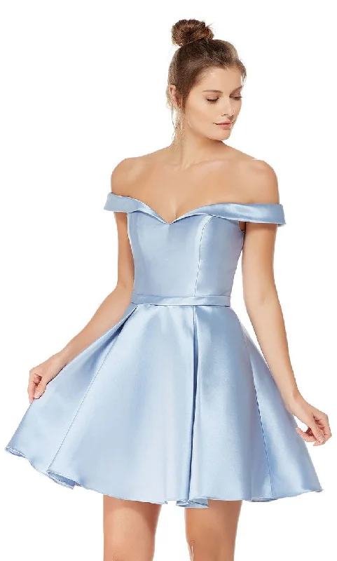 Your Favorite Sale is Back!Alyce Paris Sleek Off Shoulder Mikado A-Line Dress 3766 - 1 Pc. French Blue in size 18 Available